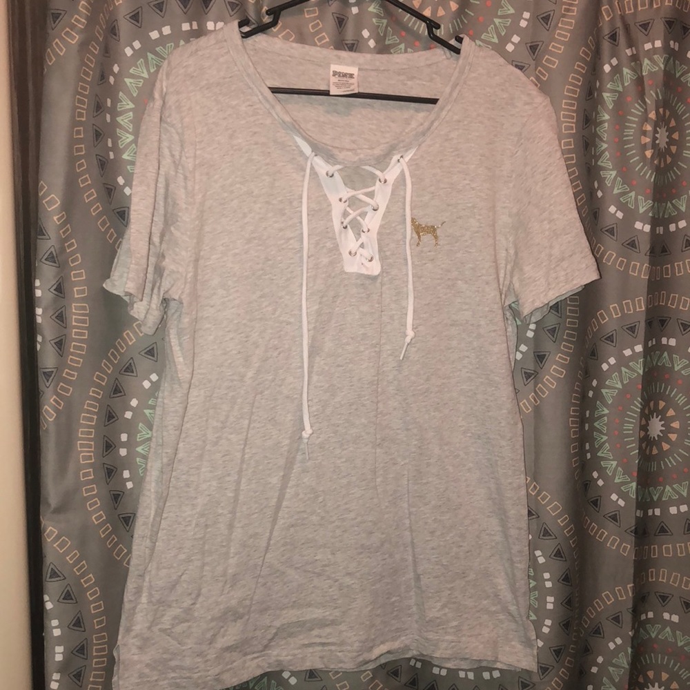 PINK grey Short sleeve shirt